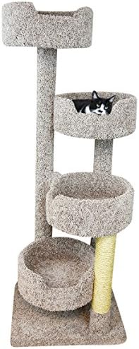 New Cat Condos 190209-EarthTone Large Cat Tower with 4 Easy to Access Spacious Perches, Neutral