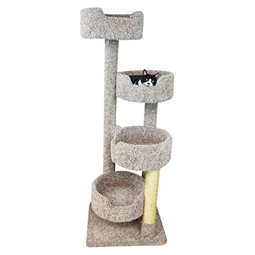 New Cat Condos 190209-EarthTone Large Cat Tower with 4 Easy to Access Spacious Perches, Neutral