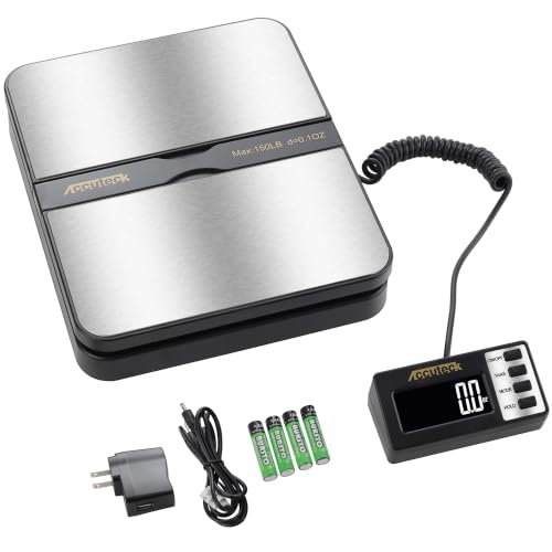 Image of ACCUTECK 8680 High Capacity 150Lbs High Accuracy 0.1OZ Digital Postal Scale with Remote Display, Batteries and USB Cable and AC Adapter Included (Stainless Steel)