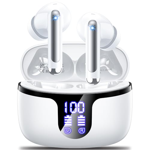Auriculares Inalámbricos Bluetooth,2024 Cascos Inalámbricos Bluetooth 5.3 Hifi Estéreo Con 4 Hd Mics, 50h Auriculares Bluetooth Con Enc Cancelacion De Ruido,Pantalla Led, Ip7 Impermeable Usb-C Blanco Auriculares Inalámbricos Bluetooth,2024 Cascos Inalámbricos Bluetooth 5.3 Hifi Estéreo Con 4 Hd Mics, 50h Auriculares Bluetooth Con Enc Cancelacion De Ruido,Pantalla Led, Ip7 Impermeable Usb-C Blanco