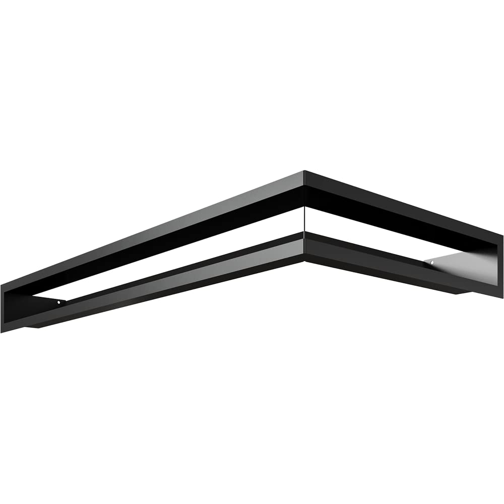 KRATKI Rejilla de ventilación para chimeneas Rejilla de Esquina Izquierda con Entrada de Aire Cubierta 45 Grados Acero Pintado en Polvo 80x40x9cm Negro | Salida de aire de 45° para ventilación de chimenea. Para distribución de aire caliente