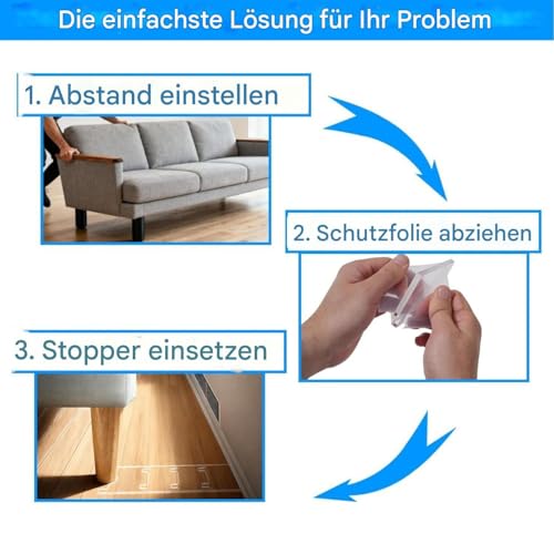 Tope de pared para sofá antideslizante de acrílico transparente para proteger tus muebles 7