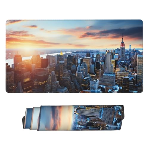 Tapis de souris XXL de qualité supérieure avec bords cousus durables et imprimé New York