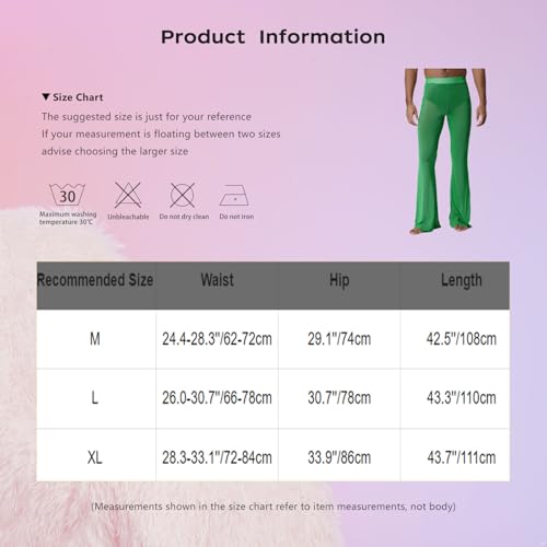 Men's Mesh Through Flared Bell Bottom Pants High Waist Breathable Cover Up Trousers Beachwear 6