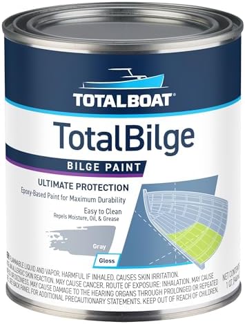 TotalBoat TotalBilge Epoxy Based Bilge Paint for Boat Bilges, Bulkheads, Engine Rooms and Locker Areas (Gray, Quart), 32 Fl Oz (Pack of 1)