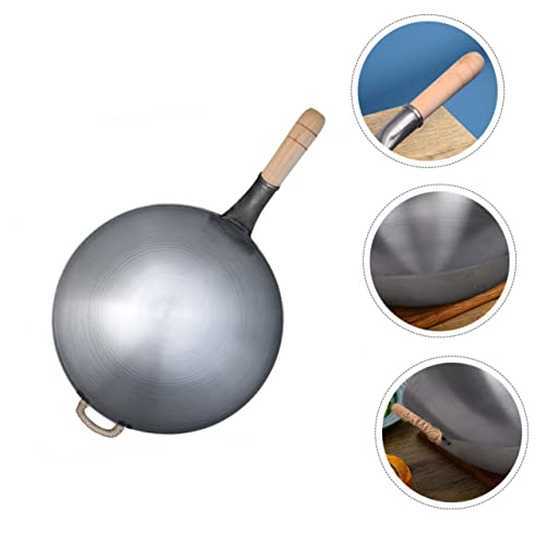Wok de Hierro Grueso con Mango de Madera 12 Pulgadas Antiadherente miniatura 6
