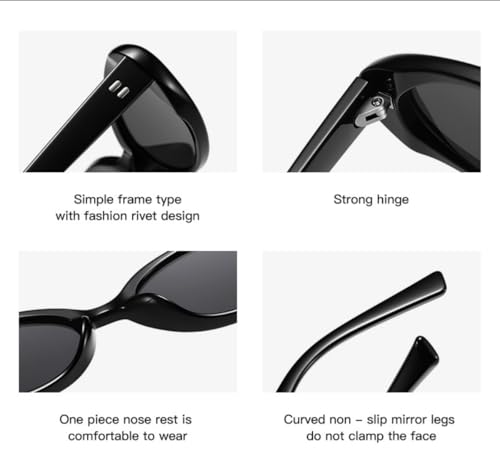 IKANOO Retro Oval Sunglasses for Women Men Vintage Small Oval Sunglasses 90s Style Shades4