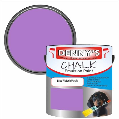 SCOOBYS PAINTS BACK IN THE MIX Chalk Emulsion Matt Paint, Water-Based, No Primer Required, For Walls and Furniture Purple, Violet, (Lilac Wisteria Purple, 1L Tin)