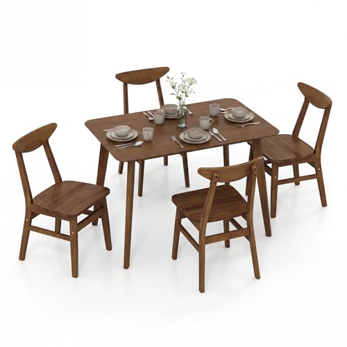 Giantex 5-piece dining table set for 4, mid-century modern kitchen table and on a white background.