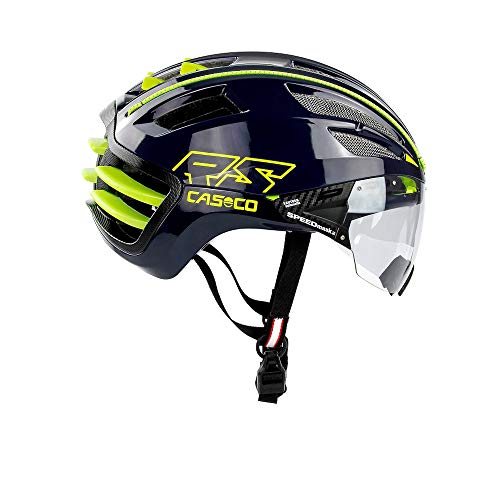 CASCO SPEEDairo 2 mit Visier - Rennrad Fahrradhelm , Farbe:blau-neongelb, Größe:S