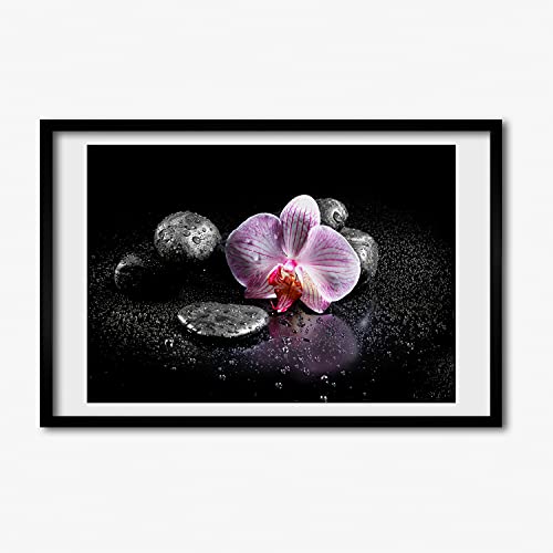 Tableau cadre en bois 60x40 cm orchidee pour un salon moderne
