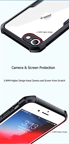 Image of REALCASE Acrylic Gel Clear Soft Transparent Bumper Back Cover Case for iPhone SE 2022 / iPhone SE 2020 / iPhone 8 / iPhone 7 (X Black)