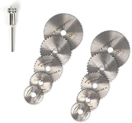 Hurricane 11 pieces 1/8" shank High Speed Steel mini Circular Saw Blade, with stainless steel Mandrel for Dremel Fordom Rotary Tool