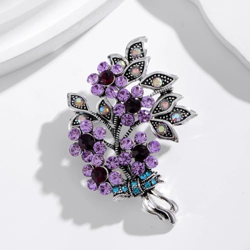 Image of Rhinestone Flower Brooches for Women Enamel Floral Brooch Lapel Pins for Mom Wife Elegant Dress Accessories Mother's Day Jewelry Gifts