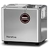 Neretva Bread Maker, [20-IN-1 & Dual Heater & 2LB]Smallest Size Bread Machine Nonstick Ceramic Pan Bread Maker Machines All Metal for Gluten Free/Dough Maker/French/Dried Meat Floss/Jam/Yogurt(Silver)