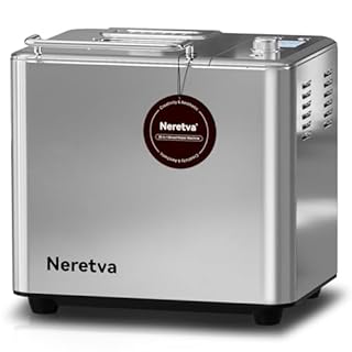 Neretva Bread Maker, [20-IN-1 & Dual Heater & 2LB]Smallest Size Bread Machine Nonstick Ceramic Pan Bread Maker Machines All Metal for Gluten Free/Dough Maker/French/Dried Meat Floss/Jam/Yogurt(Silver)