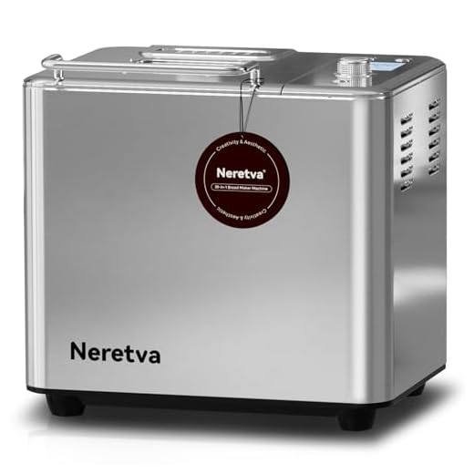 Neretva Bread Maker, 20-IN-1 2LB Bread Machine Dual Heater Bread Maker Machine Automatic with Nonstick Ceramic Pan, 15H Timer & 1H Keep Warm Set, Low Noise, Stainless Steel Breadmaker Recipe-Silver
