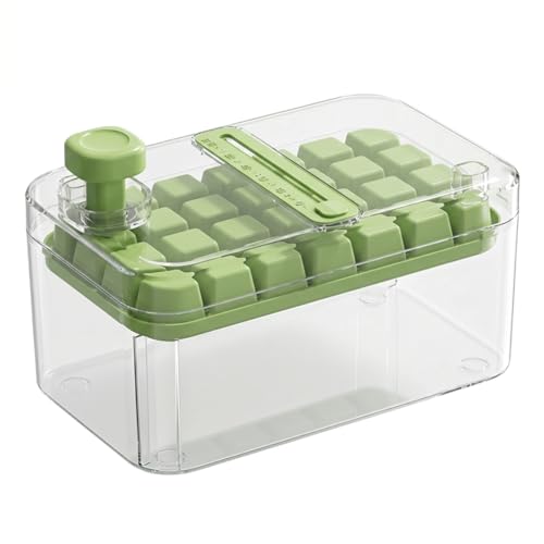 Bandeja para hielo con tapa, 28 cubos, apilable verde miniatura 1