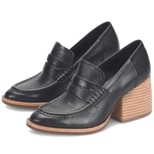 HYESTEP Women Vintage Black Chunky Platform Loafers Pumps Round Closed