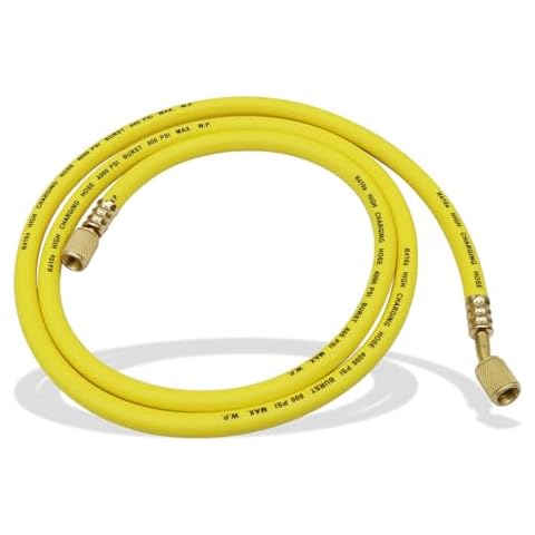 Wulankd AC Refrigerant Hose, 60 Inch HVAC Charging Hose with 1/4” SAE Flare, 800 PSI Working Pressure tube for Air Condition System, for Home AC Air Conditioner Refrigeration Maintenance Cover