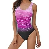 bañadores tallas grandes mujer el corte ingles DISEÑO DE MODA: este traje de baño grueso utiliza un elemento de color degradado muy popular, con rojo brillante, azul fresco y rojo elegante. El color degradado especial parece un cielo estrellado. Usándolo, inmediatamente te conviertes en el centro de atención de la multitud, atrayendo la atención de todos.