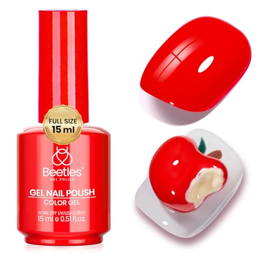 Image of Beetles Red Gel Nail Polish - 15ML /0.51Fl Oz., Classic Bright Heatwave Red Gel Polish, Color-Matched Bottle, Soak-Off UV LED, Long-Lasting Holiday & Summer Nails Art for DIY Beginners & Salon Pros