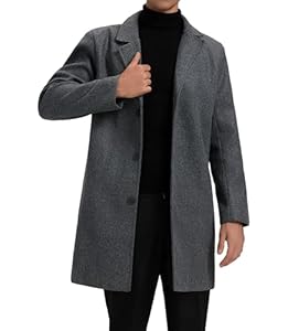 GLESTORE Mantel Herren Wintermantel Lang Trenchcoat Herrenmantel Winter Coat Men Dunkelgrau M