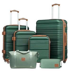 COOLIFE Koffer Set 6 Teilig: Luggage Set 16" 20" 24" 28" + Reisetasche & Kulturtasche | ABS Hartschale, 360° Rollen & TSA-Schloss Für Europa, Kreuzfahrt & Auslandsstudium – Familienurlaub Essentials