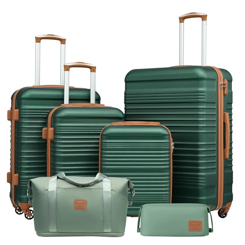 COOLIFE Luggage Set 6 Piece, 16" 20" 24" 28" Suitcase Set + Expandable Travel Duffels Bag ＆ Toiletry Bag | ABS Hard Shell, TSA Lock & Spinner Wheels - for Europe, Cruise, Study Abroad & Fami
