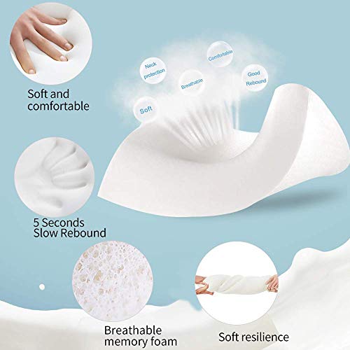 Image of ๐๐ข๐ฆ๐ ๐๐ฅ Memory Foam Pillow, Contour Cervical Orthopedic Memory Foam Pillows Supports Neck Pain and Shoulder Pain for Sleeping, Ergonomic Cervical Neck Support Pillow (C - White)