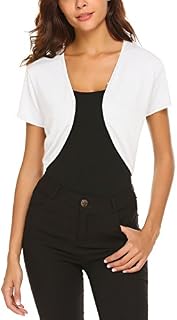 Hotouch Womens Shrugs for Dresses Short Sleeve Cropped V Neck Cardigan Bolero Jackets