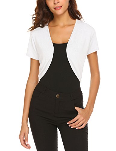 Hotouch Womens Shrugs for Dresses Short Sleeve Cropped V Neck Cardigan Bolero Jackets