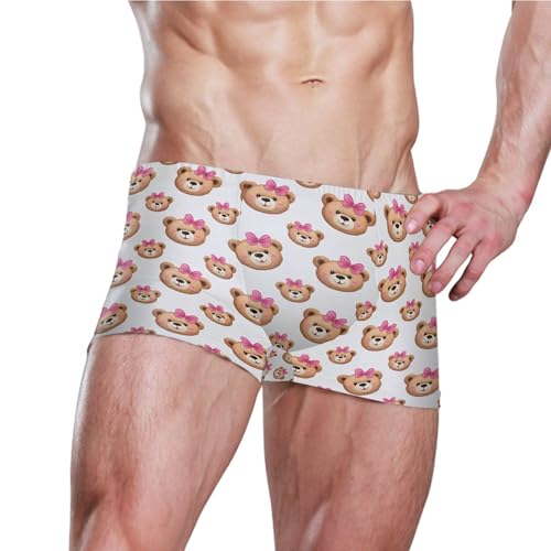 Cute Teddy Bear Mens Swim Trunk Swimwear Bathing Suit Swim Brief Square Leg Board Short S B04042283