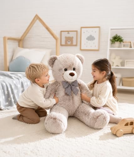 Image of MaoGoLan 39 Inch Giant Teddy Bear, Two Tone Plush Stuffed Animal Gift | Soft plush fur and a huggable 39 inch design make this big teddy bear a cozy companion for kids, teens, and loved ones.