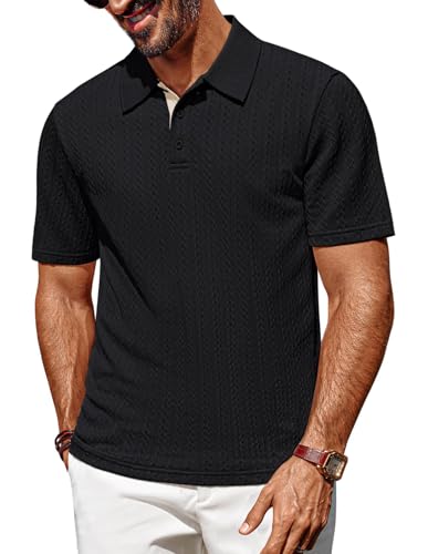 PJ PAUL JONES Polo Informal de Corte Regular para Hombre Negro S