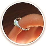 Cartilage Earring Hoop - 20G Sterling Silver helix piercing ear ring - white opal cartilage earring, silver cartilage hoop
