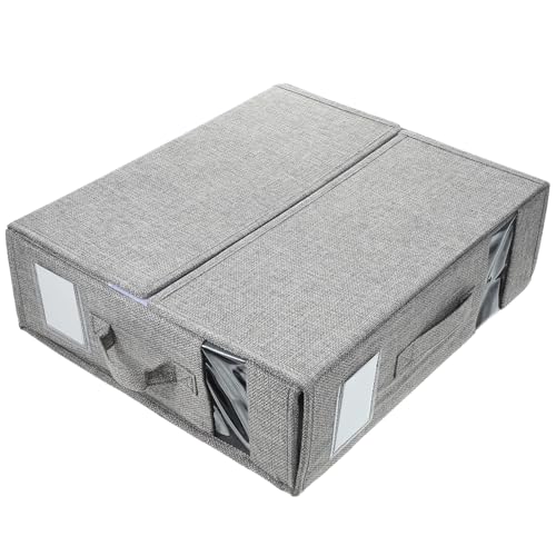 Garneck Organisateur de Draps Boîte de Rangement Multifonction en Lin Pliable Fenêtre Transparente Design Robuste et Pratique pour Armoire et Appartement