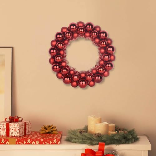 Couronnes de boules de Noël rouges intérieur extérieur 33cm suspendre lot de 2 - 2