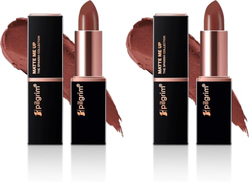 Image of Pilgrim Matte Bullet Lipstick Intense Colour Transferproof & Smudgeproof Mocha Bliss-04 (Pack of 2)