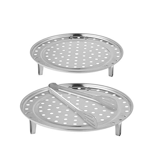 Cooker Rack - Aieve 2 Pack 9/10 Inch Pressure Cooker Canner Rack,Stainless Steel Canning Racks for Pressure Canner with Detachable Legs,1 Pack 9 Inch Kitchen Tongs for Cooking,Toast,Bread,Salad,Baking