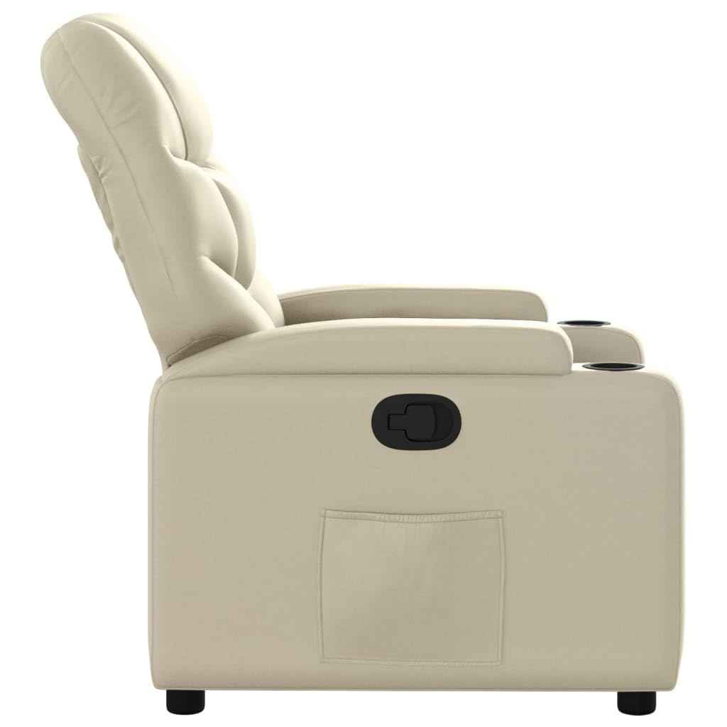 Relaxsessel mit Liegefunktion Kunstleder Creme Polstersessel