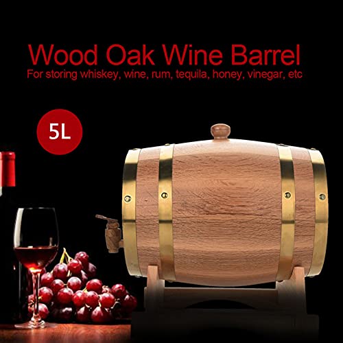Barril de Vino de Madera de Roble, Barril para Cerveza Barril de Roble Madera Vintage Roble para Vino Brandy Whisky(5L, Azul)