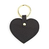 Royce Leather Heart Key FOB Top Grain Nappa, 2.5' x 2' x 0.25' - Black