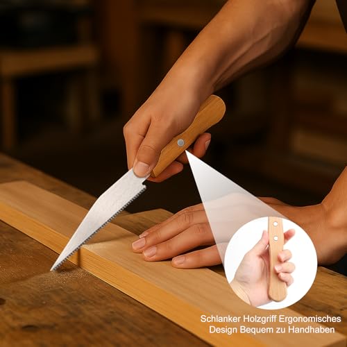 APOMOONS 2 Stück Japansäge Set Feinsäge Holz Handsäge Gehrungssäge Kleine Holzsäge Hand Dübelsäge Holzbearbeitungswerkzeuge Japanische Säge Japan Säge Zweischneidig Zugsäge Woodworking Laubsäge