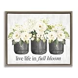 Stupell Industries Lettered and Lined - Tela da parete con cornice Life in Full Bloom