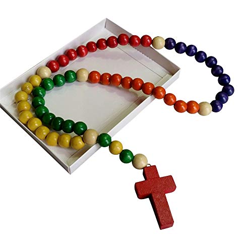 Inspire Nation Kiddie Rosary Wooden Beads 24 inch Strand with Gift Box