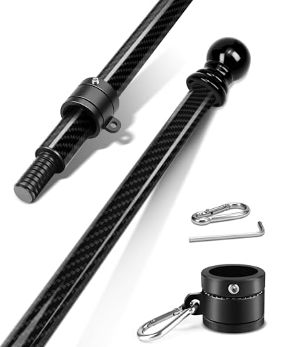 DUPKEV 6FT Carbon Fiber Flag Pole for Outside House Black Outdoor Flagpole Heavy Duty Never Rust 360 Rotating Flag Rings & 304 Stainless Carabiners Included (72 Inch Diameter 1 Inch)