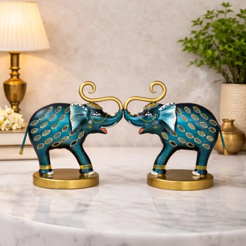 Image of CraftVatika Metal Elephant Tealight Candle Holders Set of 2, for Woman, Home Decor Gifts, Decorative Elephant Showpiece for Table Decor, Candle Holder, Housewarming Diwali Return Gift