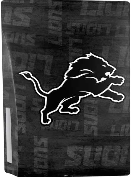 Skinit Decal Gaming Skin Compatible with PS5 Bundle - Officially Licensed NFL Detroit Lions Black & White Design