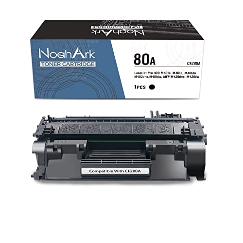 NoahArk Cartucho de Tóner CF280A 80A Compatible para HP Laserjet Pro 400 M401dn M401dw M401n M401a M401d M401dne MFP M425dn MFP M425dw Impresora (1 Negro)
